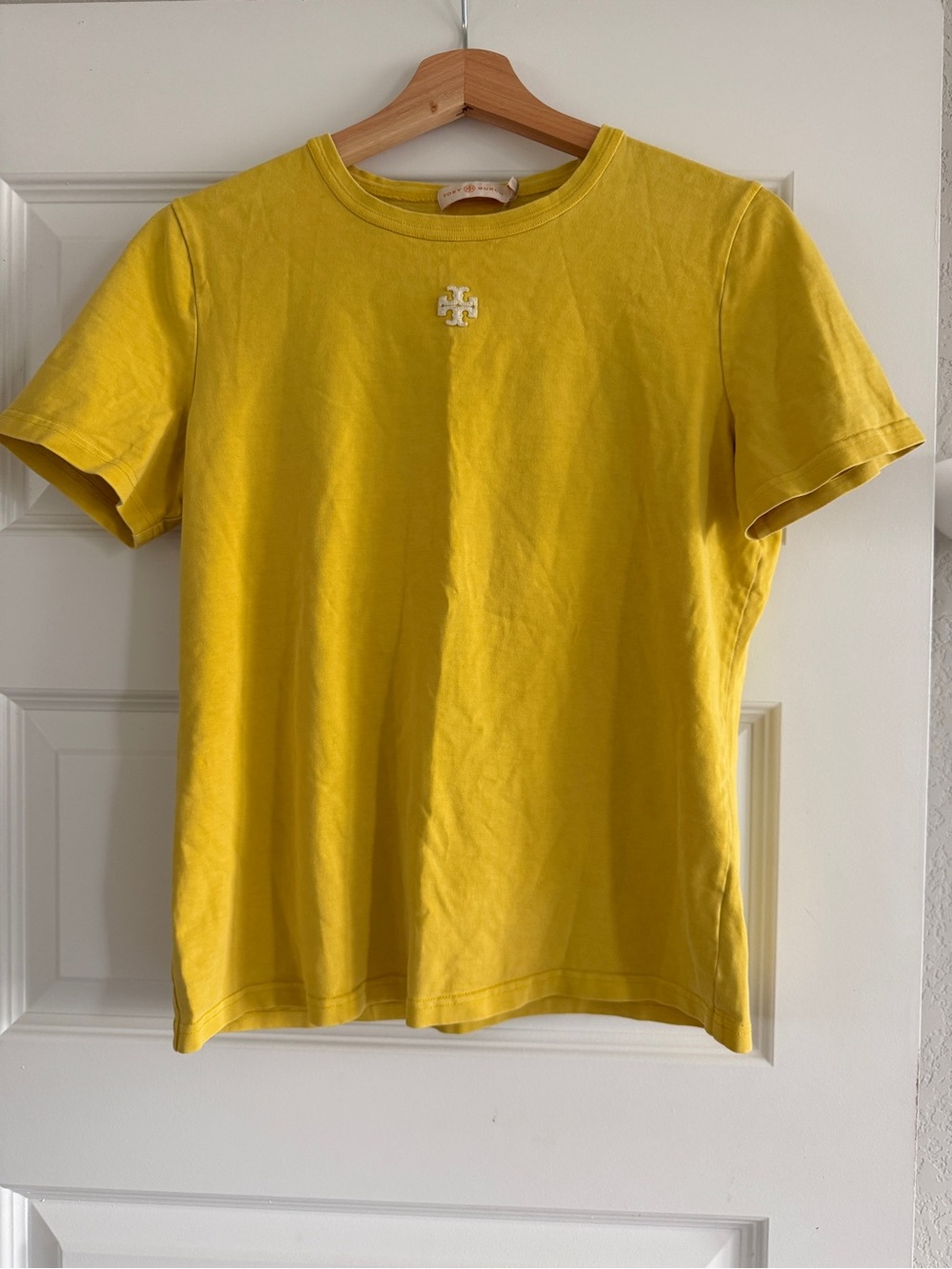 Tory Burch Woman’s Bright Yellow Short Sleeve Logo Tee